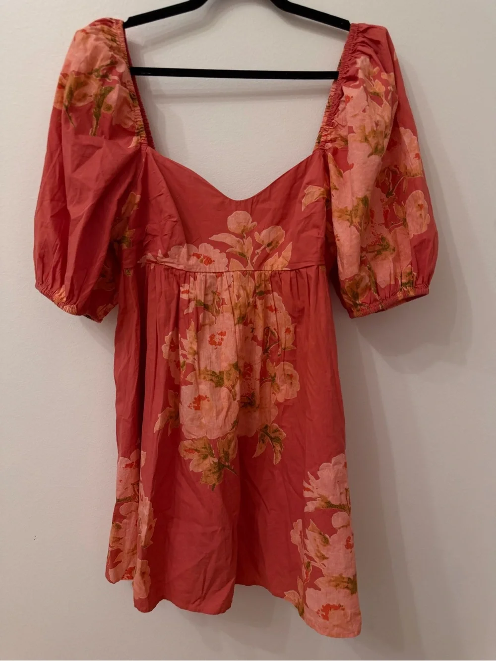 Free People Coral Pink Floral Mini Dress